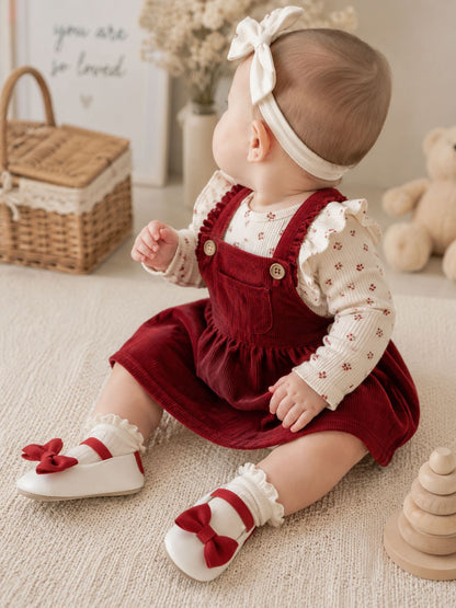 Bebek İlk Adım Ayakkabısı Kumaş Ortopedik Kaydırmaz Alt Taban Fiyonklu Cırt Bantlı Zest Model